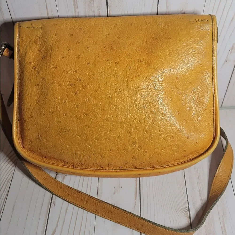 Francois Marot Paris Ostrich Leather Classic Flap Bag crossbody Vintage